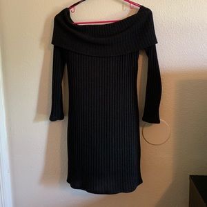 Off the shoulder black mini dress